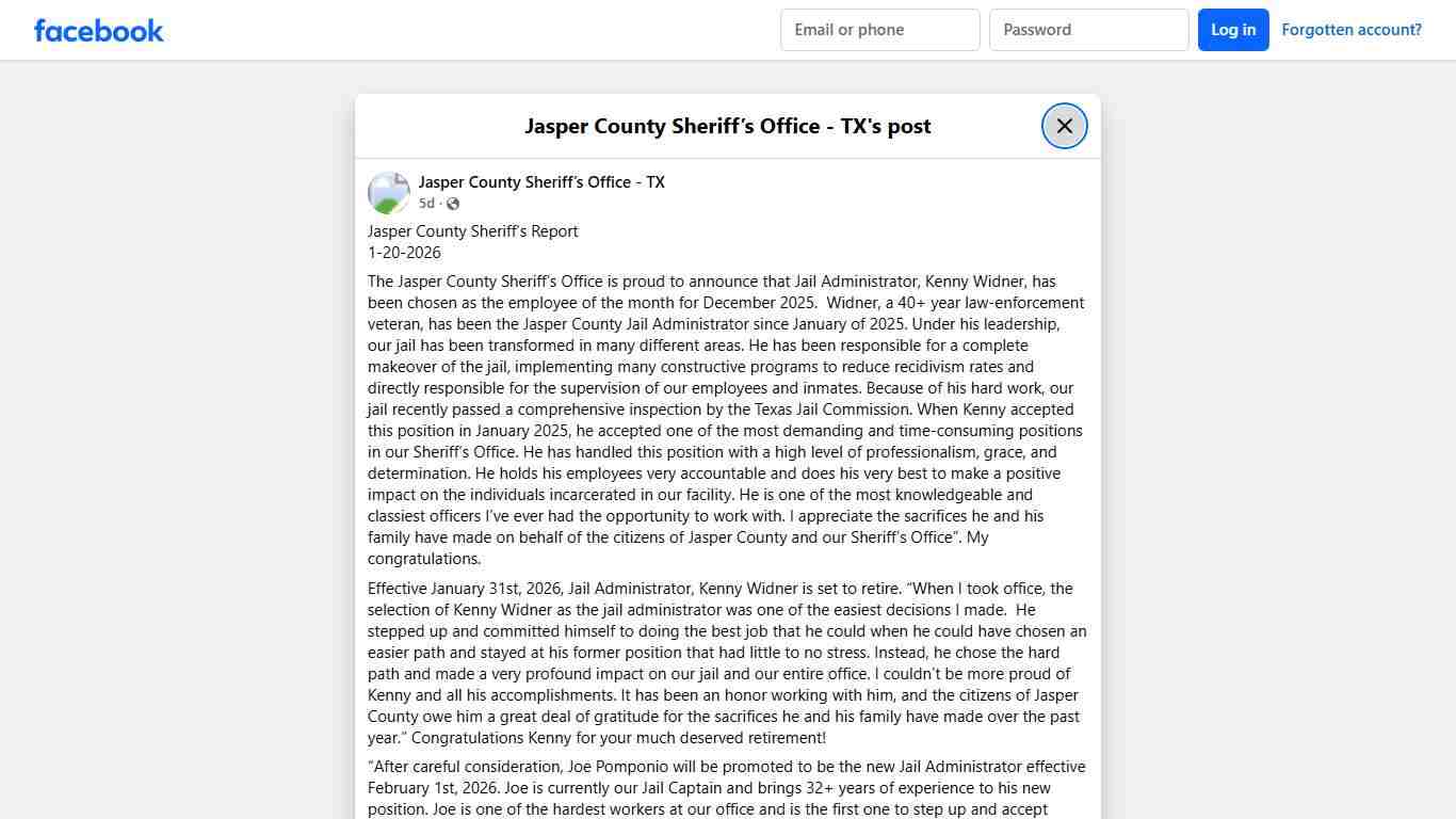 Jasper County... - Jasper County Sheriff’s Office - TX Facebook